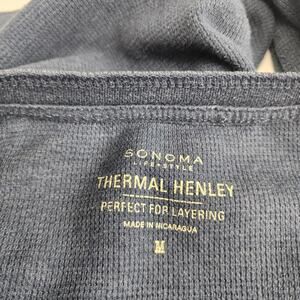 Sonoma Blue Thermal Henley for Layering 3-Button Long Sleeve Shirt Men's Size M